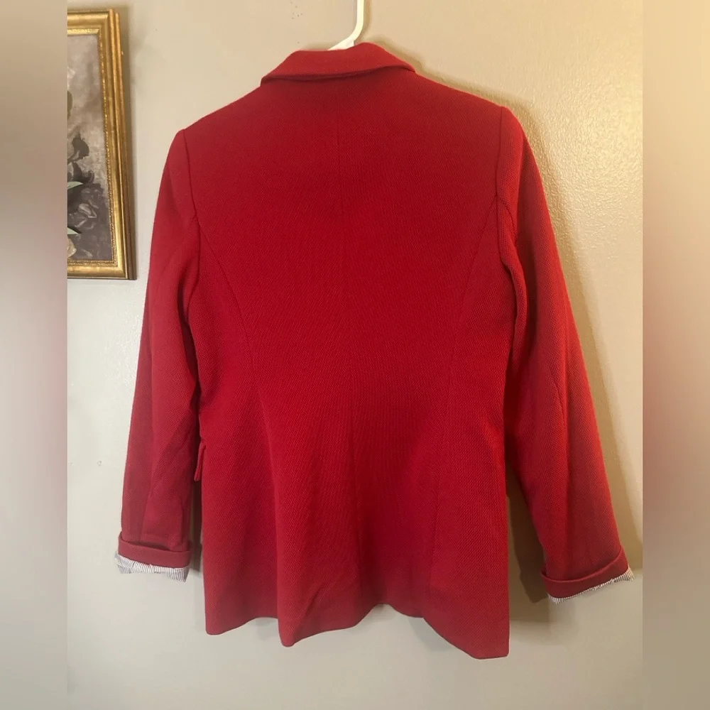 Julian Leopold Studio Red Textured Blazer Jacket Women Preppy Career Classic S - Picture 8 of 8